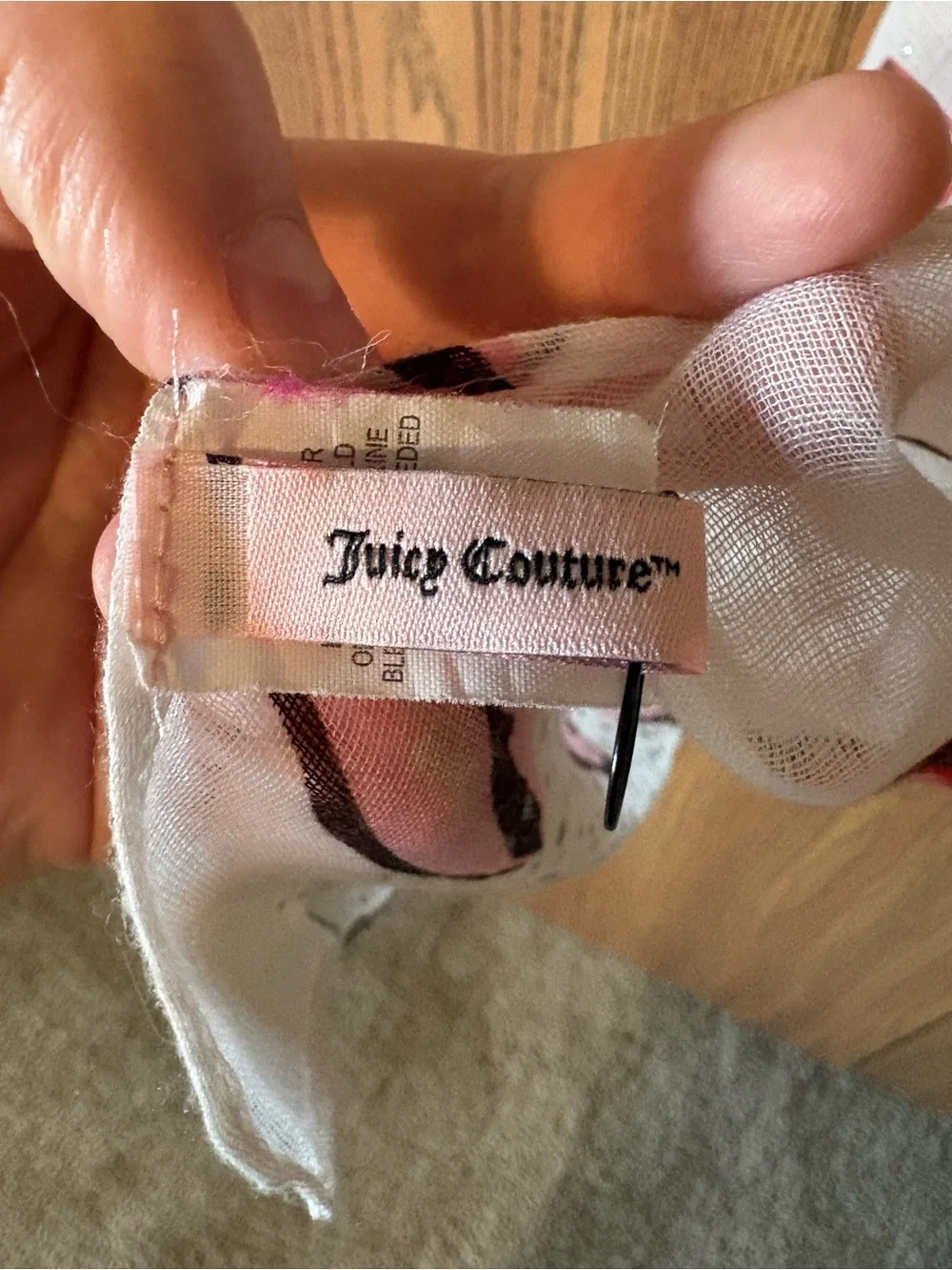Juicy Couture Rhinestone and Lipstick Lips Scarf